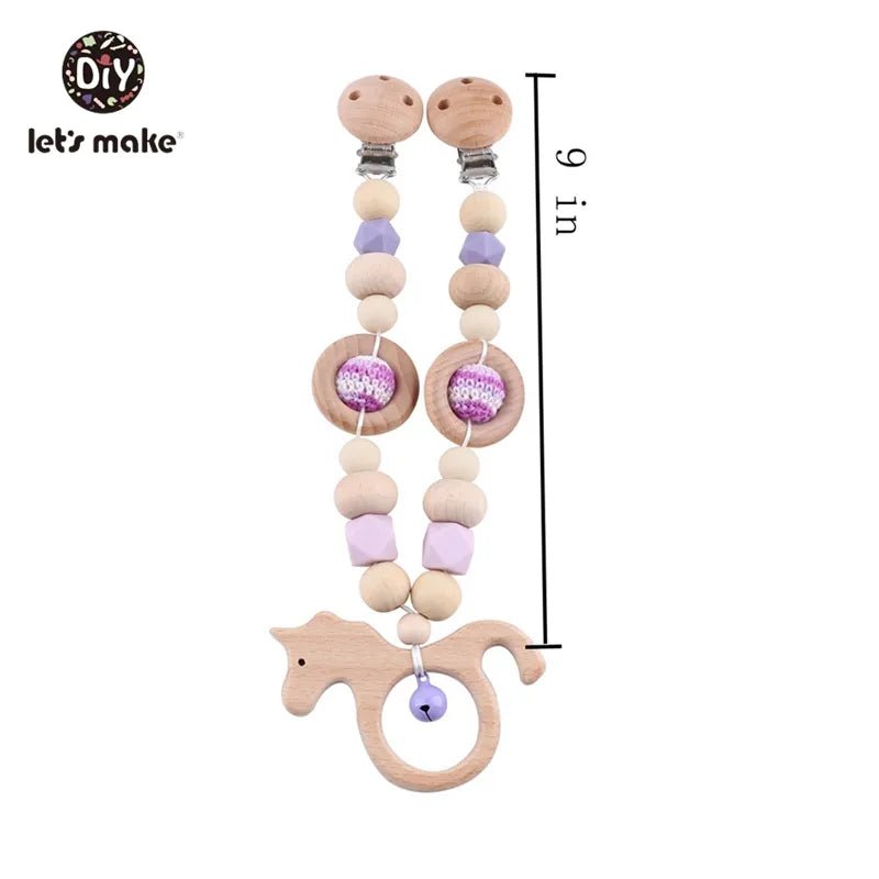 Let's Make Wood Teether Baby Bed Hanging Rattles Toy Make Noise Bird Elephant Shape Crochet Beads Bracelet Pram Clip Baby Rattle - Bebe Kool