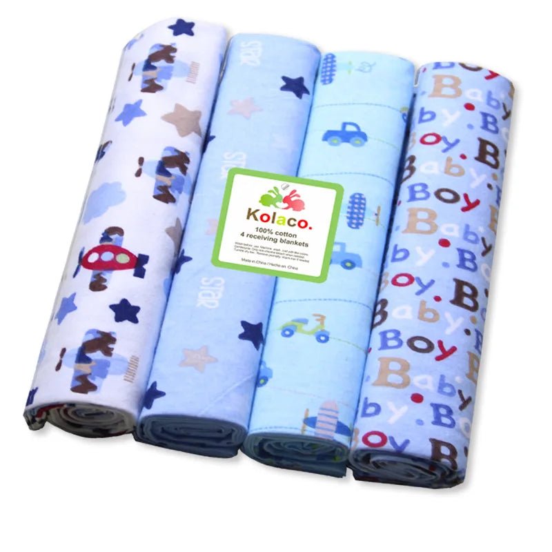 New 4pcs/pack 100% Cotton Baby Bed Sheets Receiving Baby Blanket Newborn Baby Bedding 76x76cm Supersoft Blanket Cobertor 23x23cm - Bebe Kool