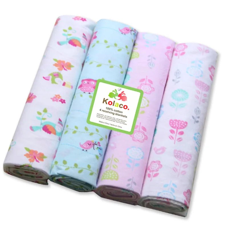 New 4pcs/pack 100% Cotton Baby Bed Sheets Receiving Baby Blanket Newborn Baby Bedding 76x76cm Supersoft Blanket Cobertor 23x23cm - Bebe Kool